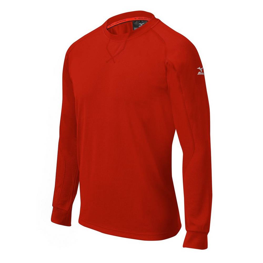 Panske Treningove Oblecenie Mizuno Comp Long Sleeve Training Baseball Červené Vypredaj IQND21789